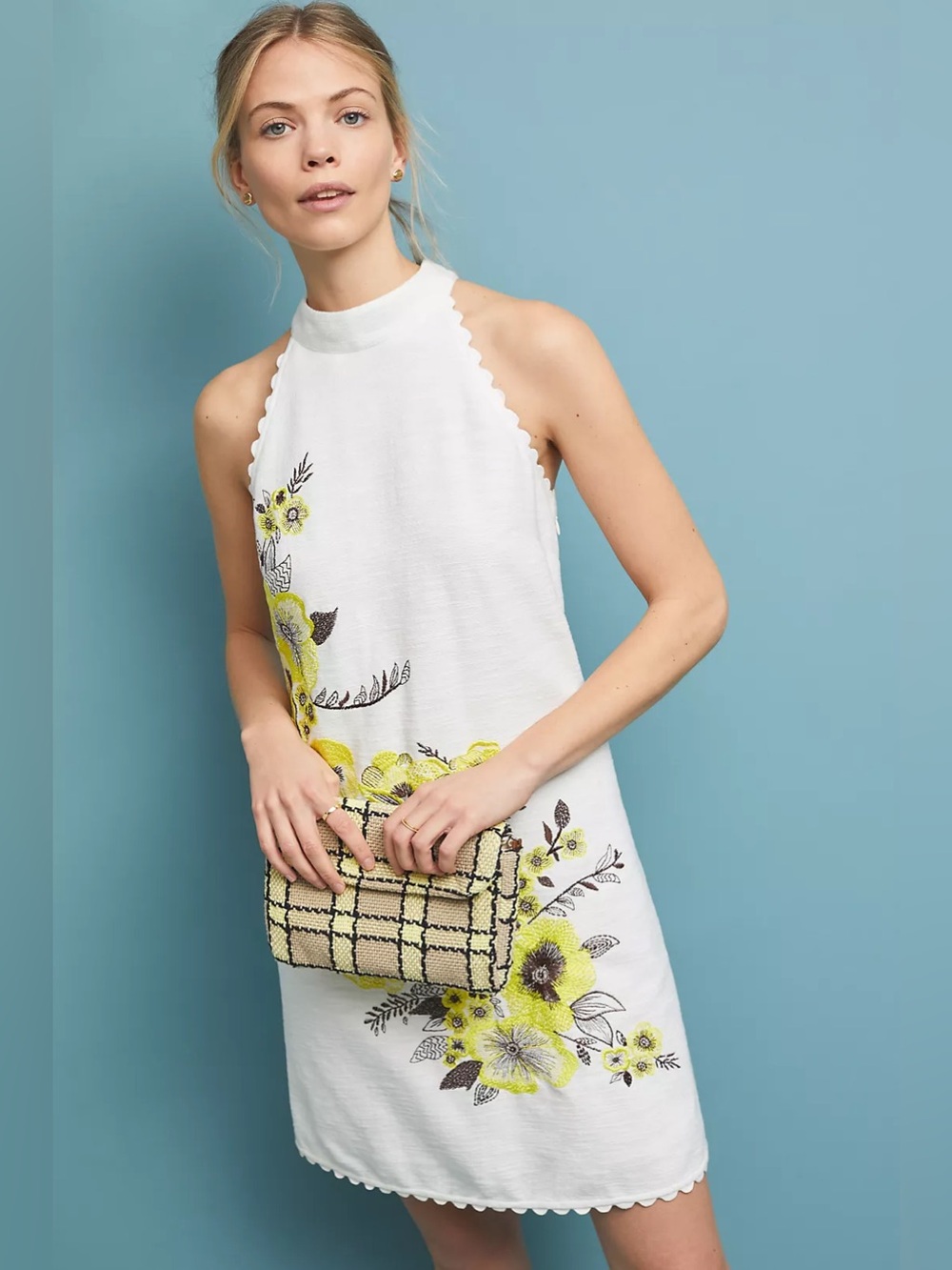 Anthropologie Maeve Petunia Shift Embroidered Mini Dress